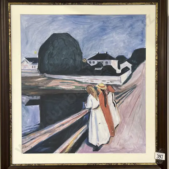Edvard Munch Reproduction Print - The Girls on the Bridge 1927