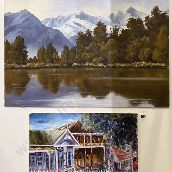 M Newland - Mountain Landscape - Oil on Board & Other (both unframed)