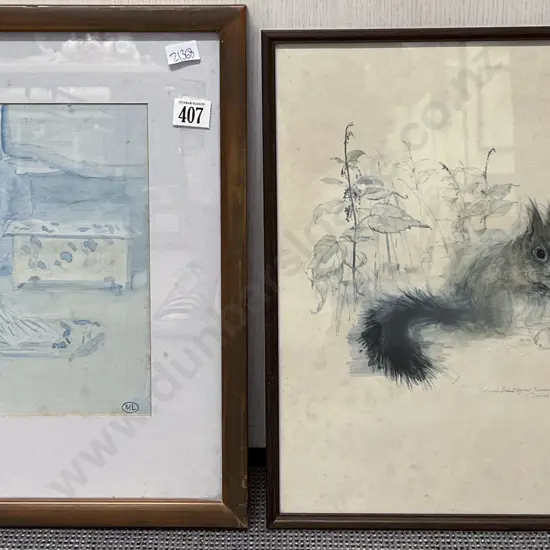 Watercolour Flower Study & Three Prints