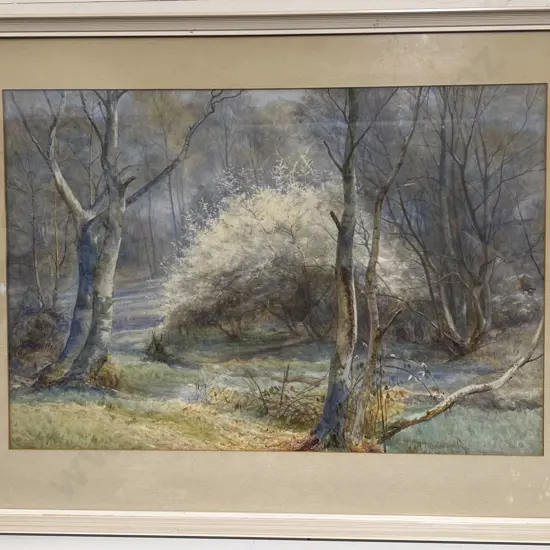 F H Walker - Winter Riverside - Watercolour