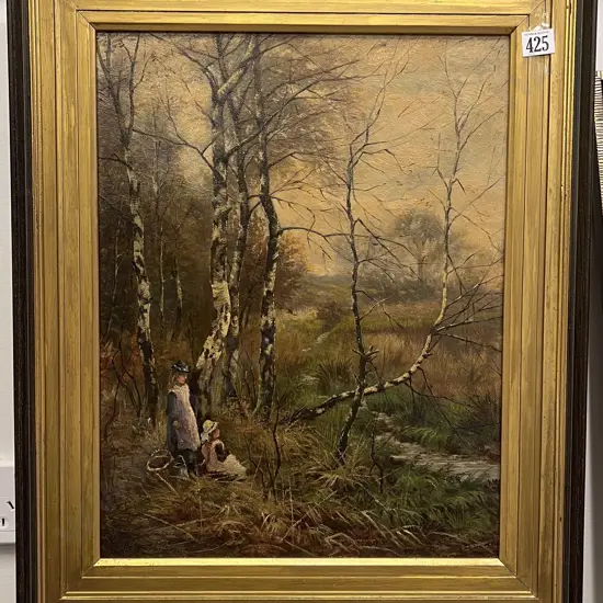 Unknown Artist - Figures on the Riverbank - Oil on Canvas