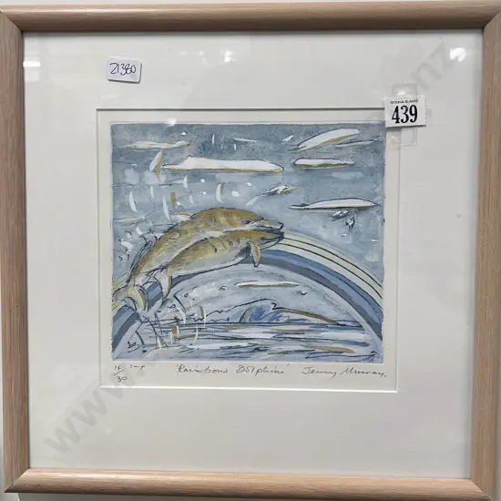 Jenny Murray - Rainbow Dolphins - Overpainted Etching 14/30