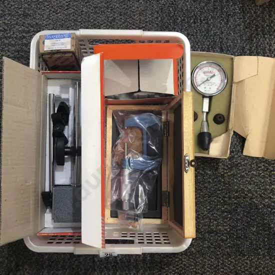 Boxed Micrometer Together with Compression Tester and Dial Indicator etc