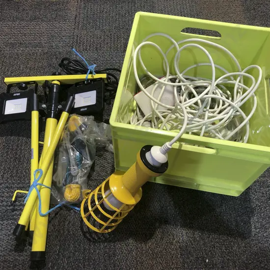 LED Flood Lights Together with Assorted Extension Cables etc