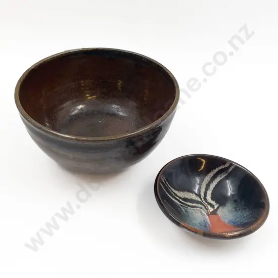 Small Brian Gartside Dish Together with NZ Pottery Bowl