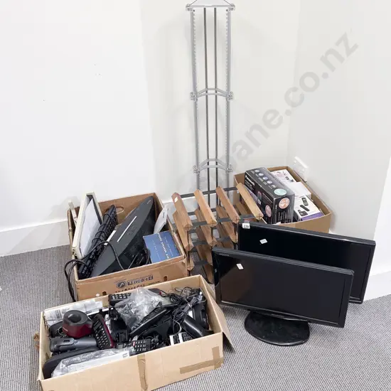 Quantity of Assorted Electronics Together with Wine Rack etc