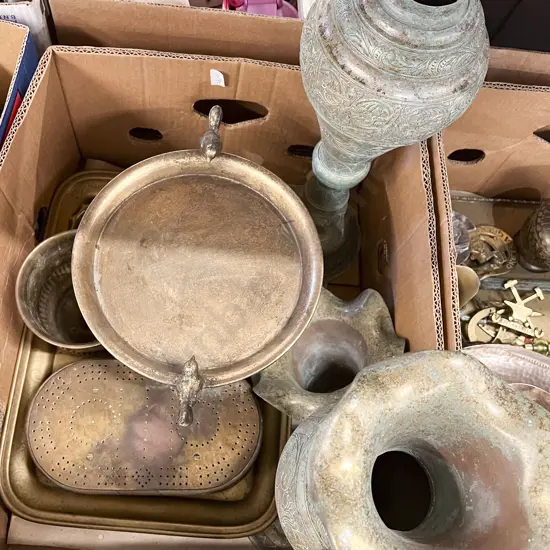 Box of Assorted Brassware