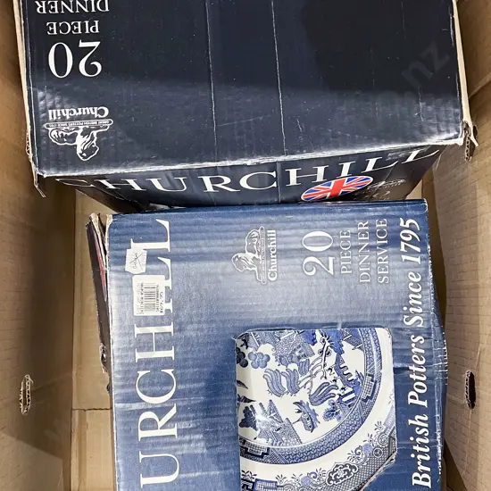 Two Boxed 20 Piece Churchill Dinner Sets