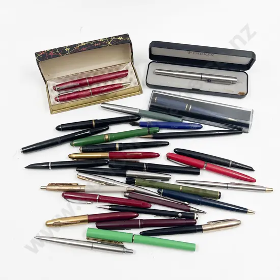 Qty of Assorted Ball Point and Fountain Pens
