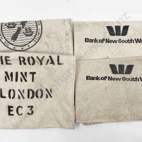 Five Vintage Bank Money Bags