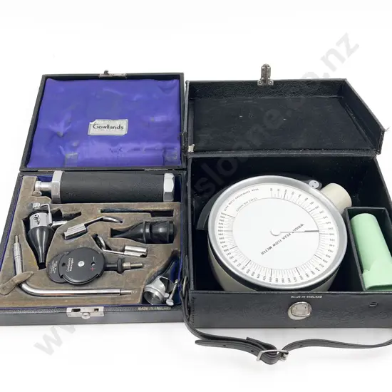 Cased Otoscope Together with Cased Flow Meter