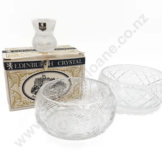 Two Crystal Bowls Together with Box Set of Edinburgh Crystal