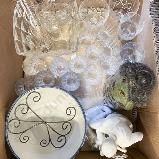Mixed Lot of Assorted Crystal and Glassware with Pottery etc
