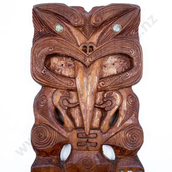Carved Tiki Panel with Paua Inlay