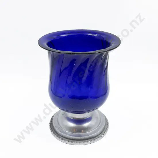Blue Glass Vase and Holder