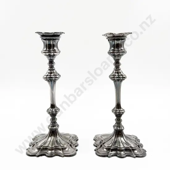Pair of Geo III Style Silver Plated Candlesticks