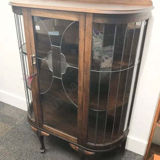 1920's Slender Leadlight China Cabinet