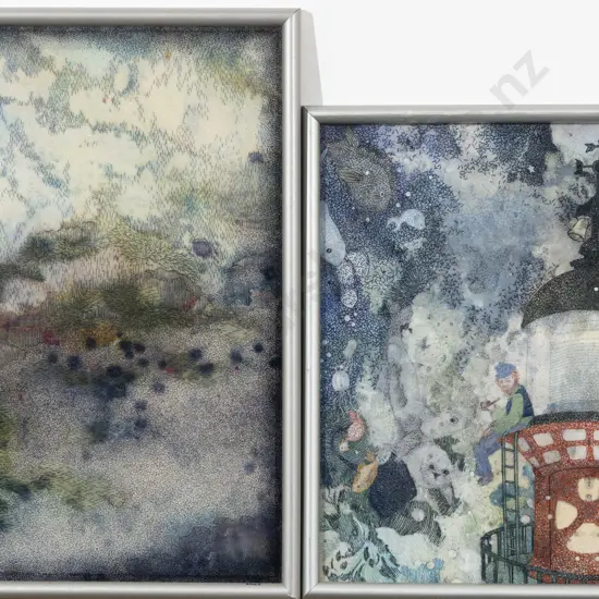 Carole Anne Bauer - Two Hand Embroidered Artworks