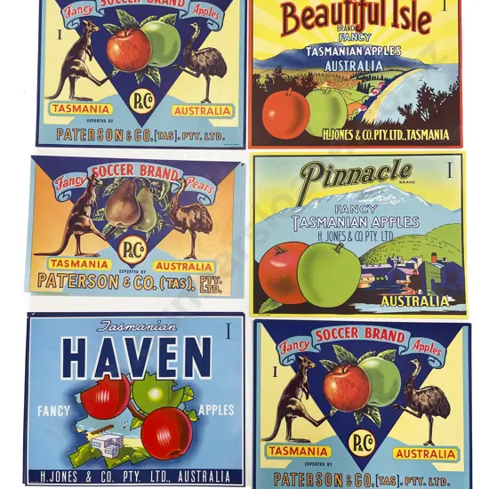 Fifteen Assorted Vintage Tasmanian Fruit Box Labels