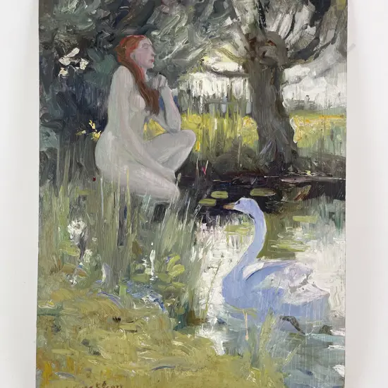 James Fraser Scott (1877 - 1932) - Leda and the Swan (unframed)