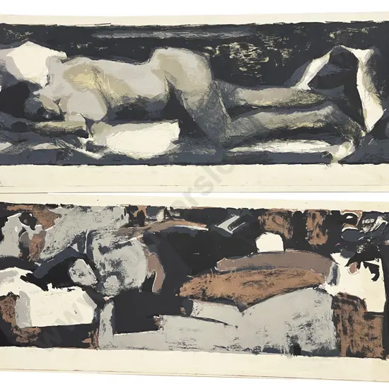 Unknown Artist - Pair Nude Studies (unframed)