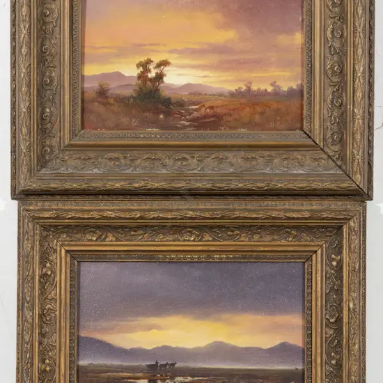 Henry William Kirkwood (1854 - 1925) - Pair Evening Landscapes