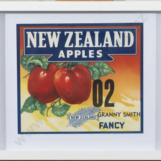 Vintage New Zealand Apples Framed Box Label