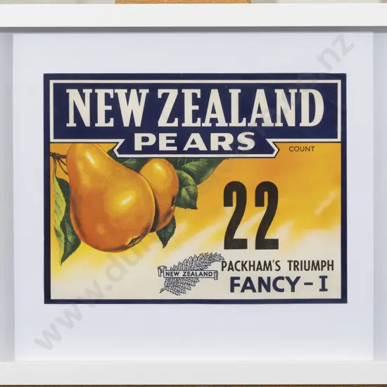 Vintage New Zealand Pears Framed Box Label