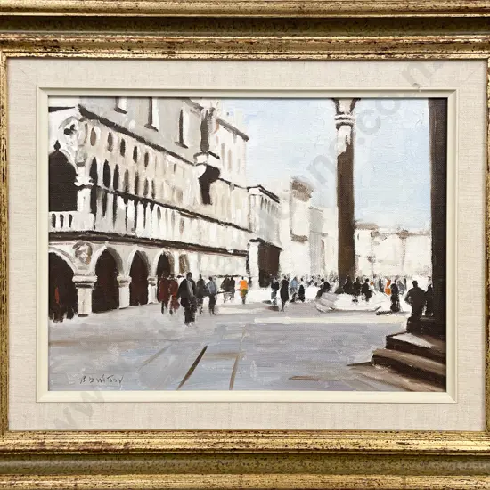 R B Watson (1911 - 2002) - Evening Light Venice - Oil on Board