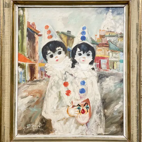 Unknown Artist - Pierrot & Pierrette - Oil on Canvas