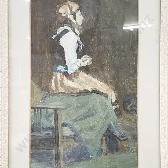 E G Hood - Figure Study - Oil on Board