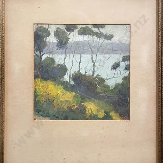 E G Hood - Coastal View - Oil on Board