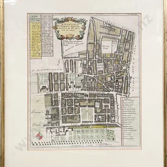 Framed Antique Map of St James's Park London