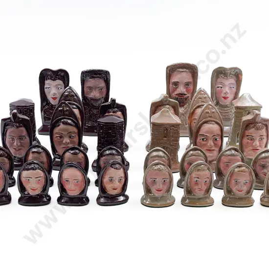 Unidentified Pottery Hand Made Chess Set