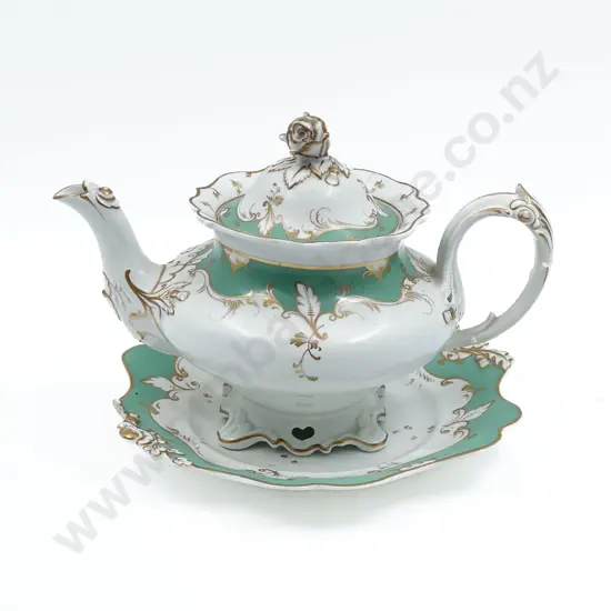English Mid C19th Teapot on Plate