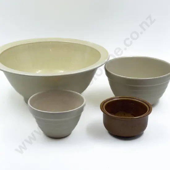 Two Crown Lynn Mixing Bowls and Two Others