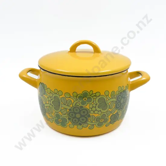 Arabia C1970's Yellow Enamel Casserole