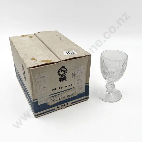 Boxed Six Waterford Colleen Pattern White Wine