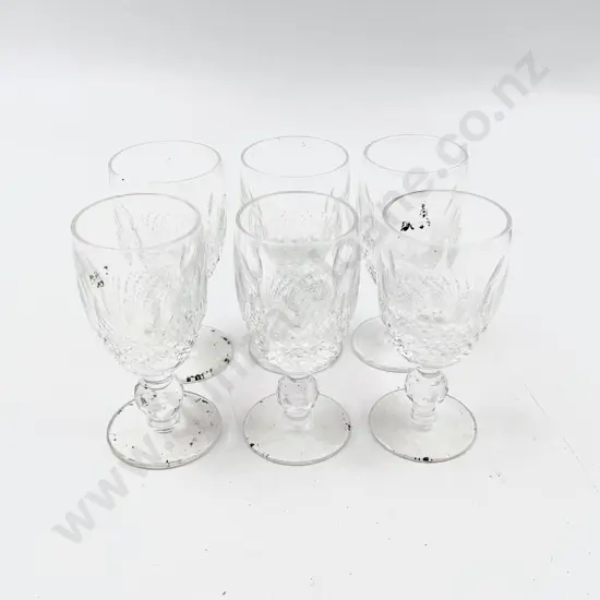 Six Waterford Crystal Colleen Pattern Sherry Goblets