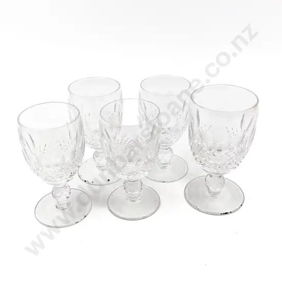 Four Waterford Crystal Colleen Pattern White Wine Goblets & Single Red Wine