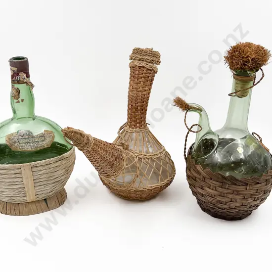 Three Vintage Italian Chianti Carafes