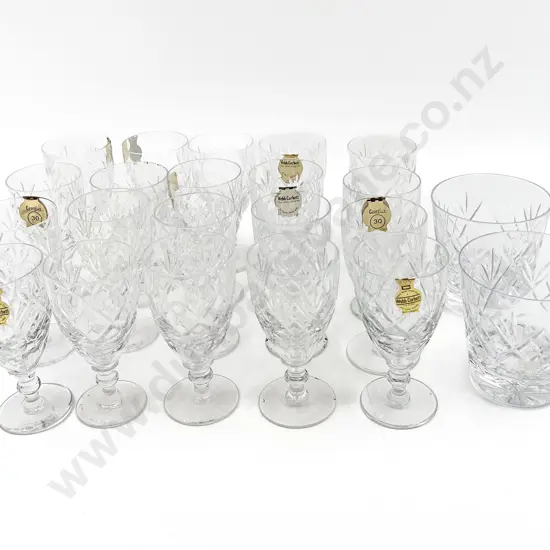 Webb Corbett 20 Georgia Pattern Sherry Goblets & Two Tumblers
