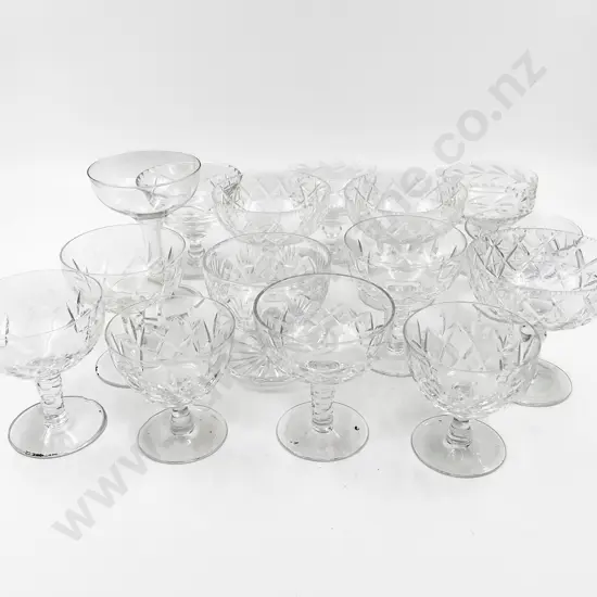 Collection of Various Crystal Sundae Dishes & Champagne Goblets (15)