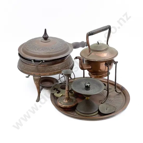 Copper Tray Spirit Kettle Cooker & Various