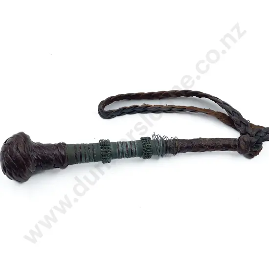 C19th Leather and Wire Bound Weighted Cosh