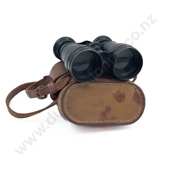 French WWI Period Field Glasses and Leather Case
