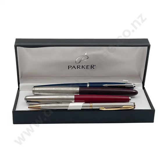 Three Various Parker Fountain Pens and Insignia Ball Point