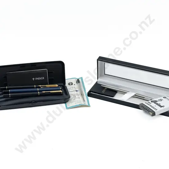 Two Parker Rialto Fountain Pens and Two Ball Points
