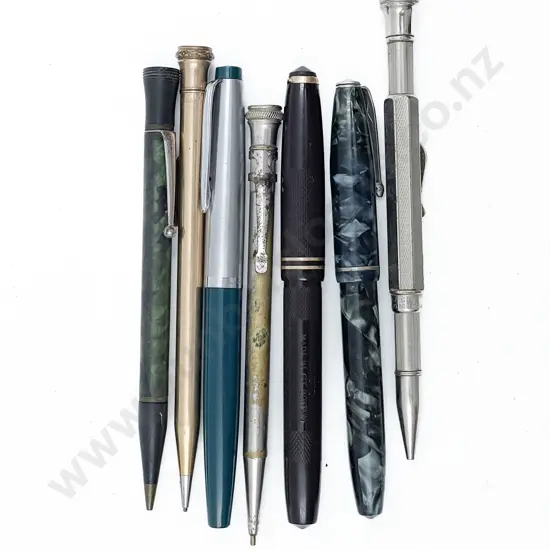 Three Vintage Fountain Pens with Four Propelling Pencils