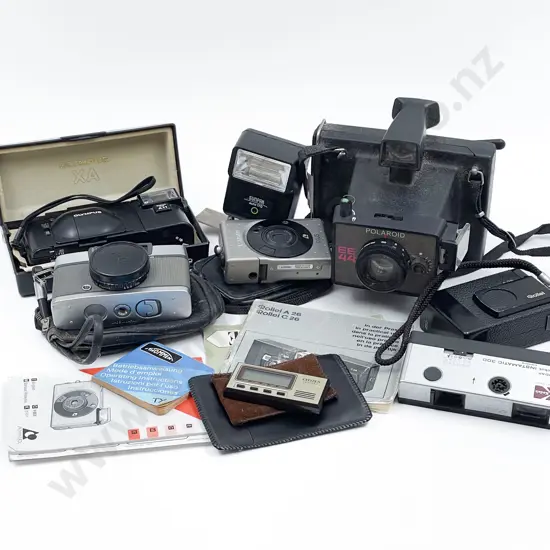 Collection Five Vintage Cameras with Two Light Meters